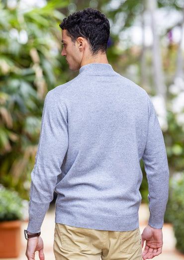 Men's Cashmere Quarter Zip Pullover Light Grey