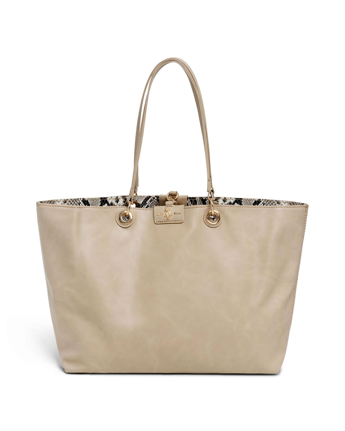 USPA Axtell Reversible Shopping Tote with Pouch Taupe/Sand Python