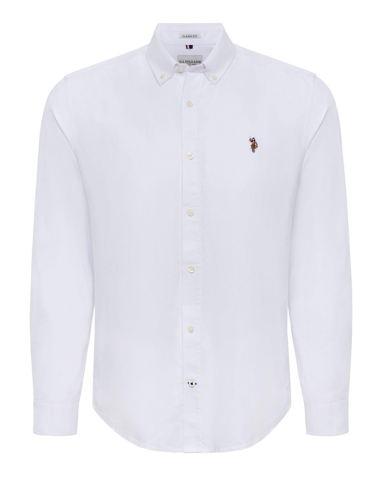 USPA Men's Peached Oxford LS Shirt Bright White