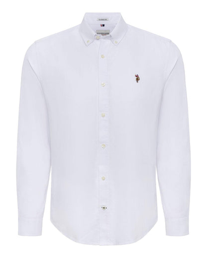 USPA Men's Peached Oxford LS Shirt Bright White