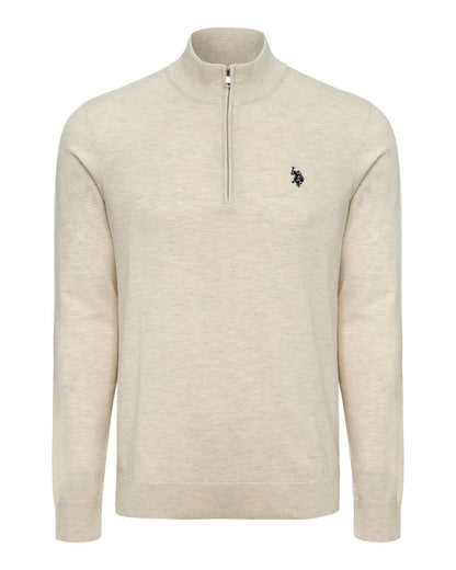 USPA Men's 1/4 Zip LS Sweater Birch Marl