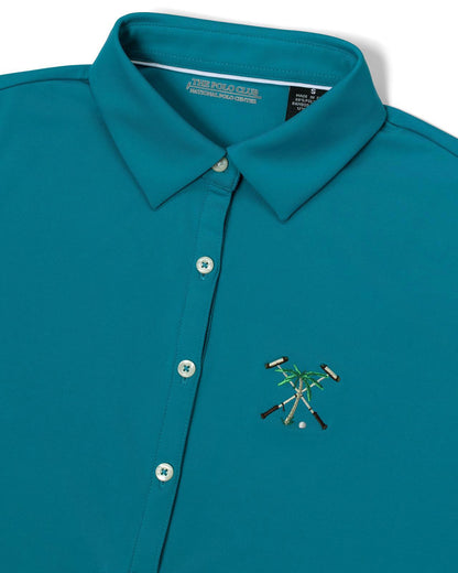 The Polo Club Women's Micropoly Performance Polo Teal
