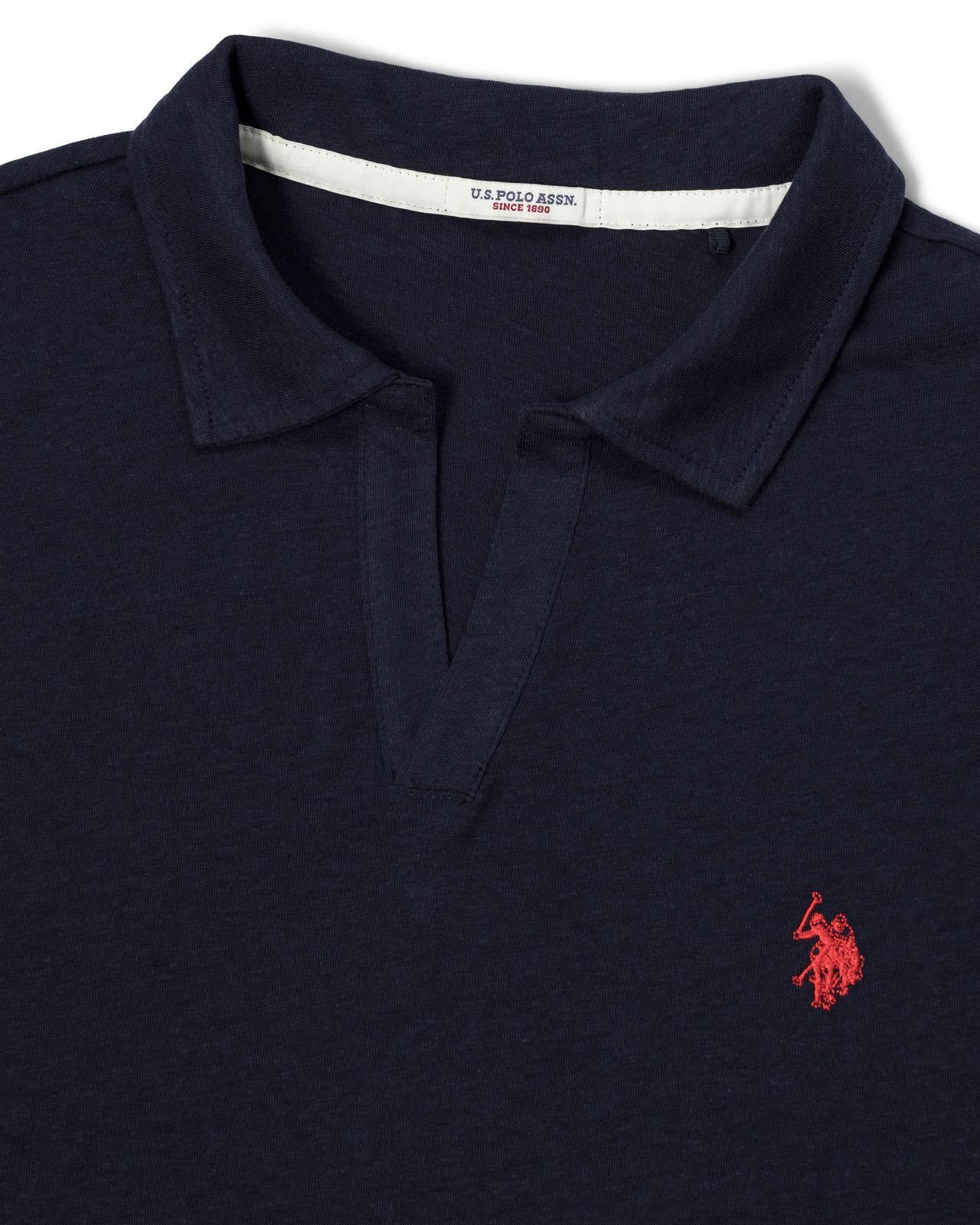 USPA Men's Johnny Collar Linen Polo Navy – USPA Shop