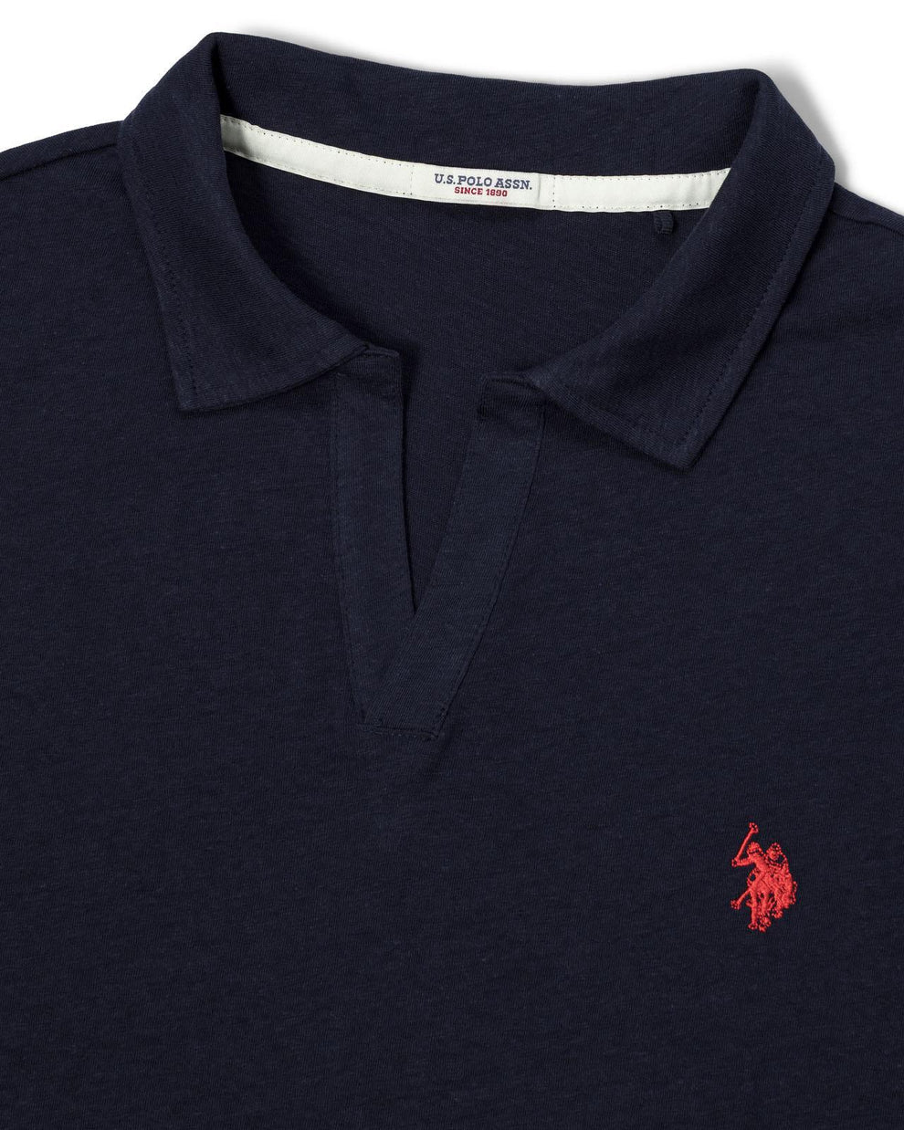 USPA Men's Johnny Collar Linen Polo Navy – USPA Shop