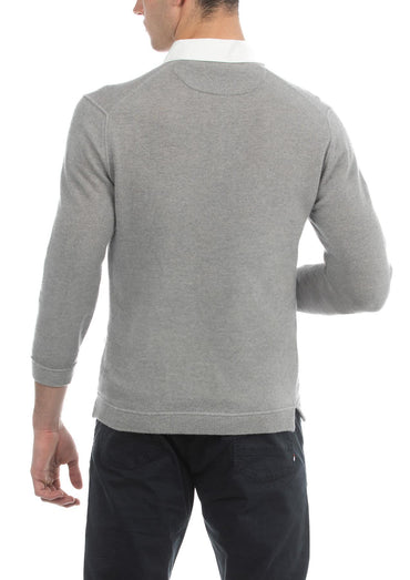 USPA Men's Contrast Collar Sweater Knit Polo Grey