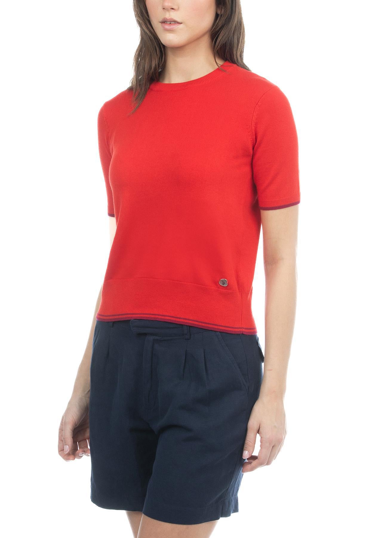 USPA Women's Fine Knit Crew Jumper Red