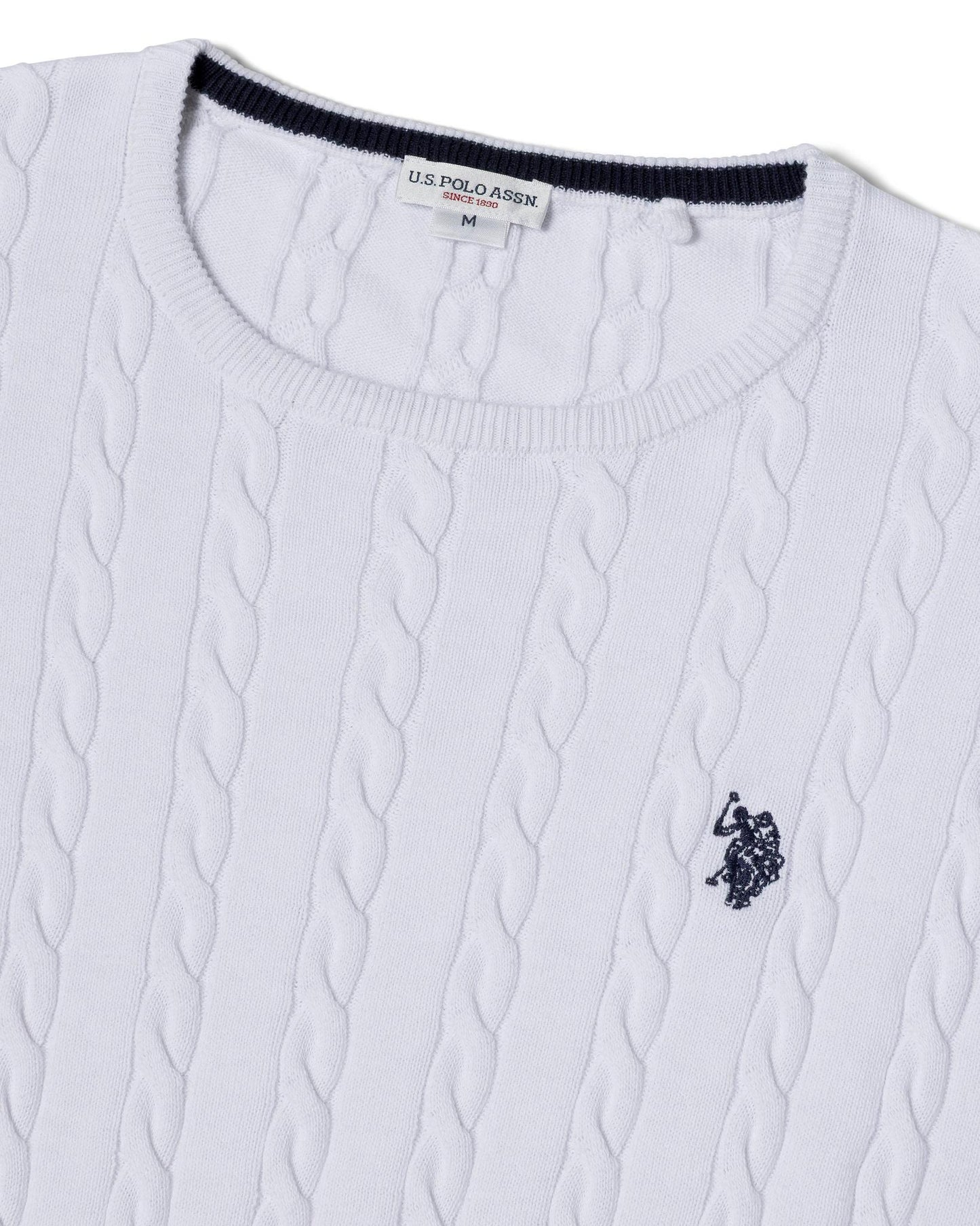 USPA Women's Pola-Cable Knit GG White
