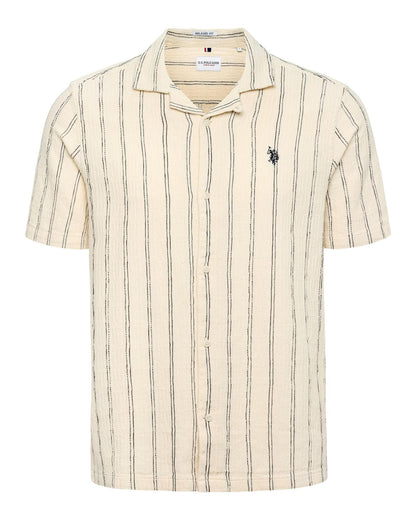 USPA Men's Stripe Open Collar SS Shirt Atmosphere