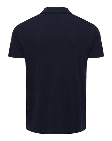 USPA Men's Johnny Collar Linen Polo Navy