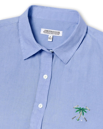 The Polo Club Women's Linen Woven Shirt Light Blue