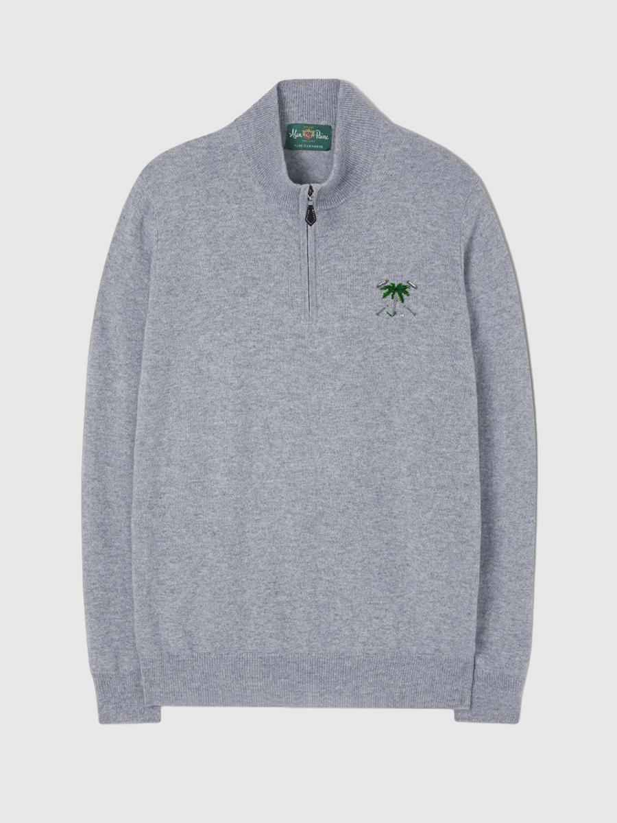 Men's Cashmere Quarter Zip Pullover Light Grey