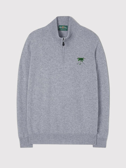Men's Cashmere Quarter Zip Pullover Light Grey
