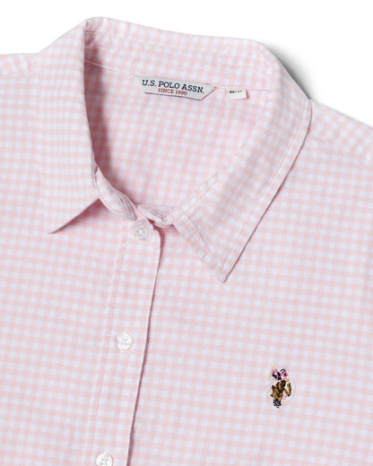 USPA Women's Gingham Classic Fit Shirt Crystal Rose