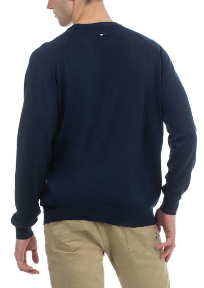 USPA Men's Long Sleeve Cotton Overdyed Sweater Navy