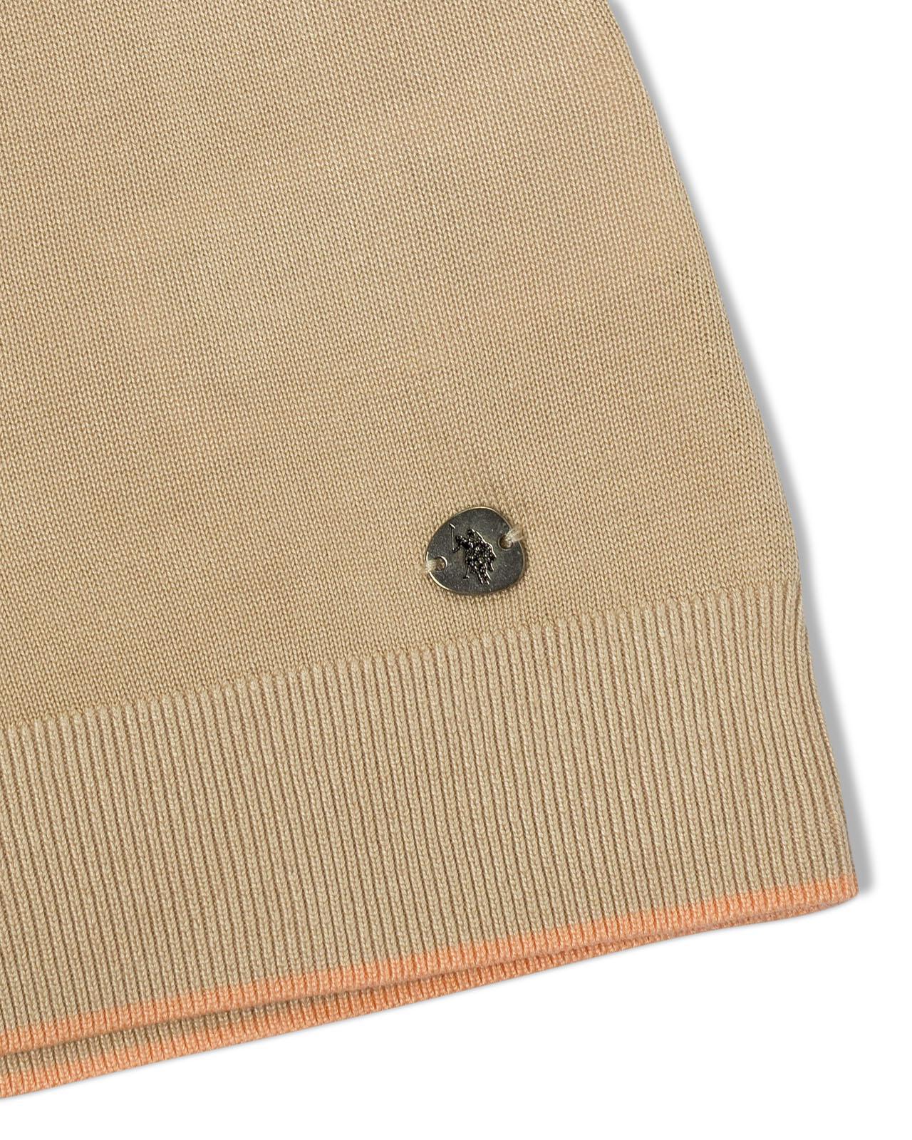 USPA Women's LS Open Knit Polo Smoke Gray