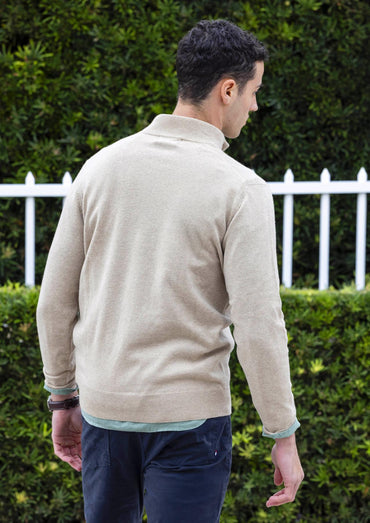 Men's Cashmere Quarter Zip Pullover Linen