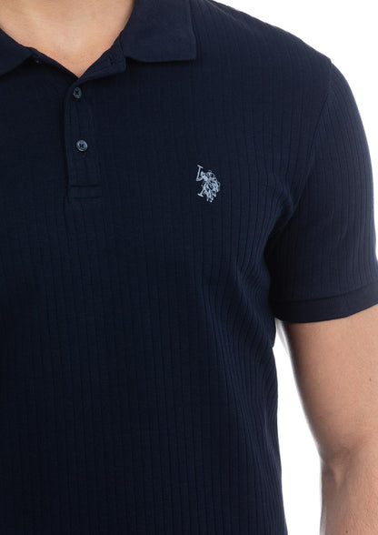 USPA Men's Wide Rib Polo Navy