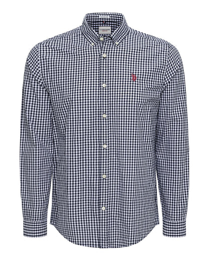 USPA Men's Gingham Poplin LS Shirt Dark Sapphire Navy
