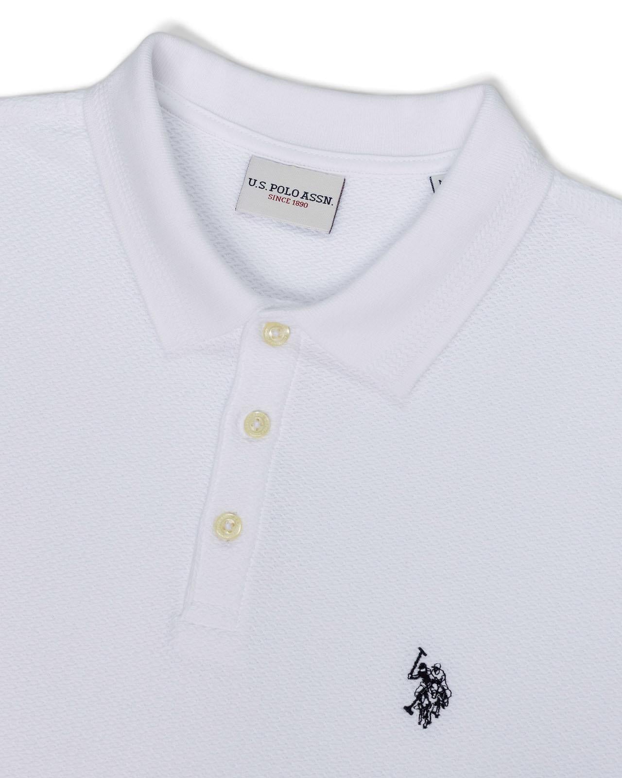 USPA Men's Textured DHM Polo Bright White