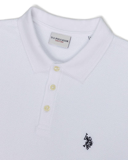 USPA Men's Textured DHM Polo Bright White