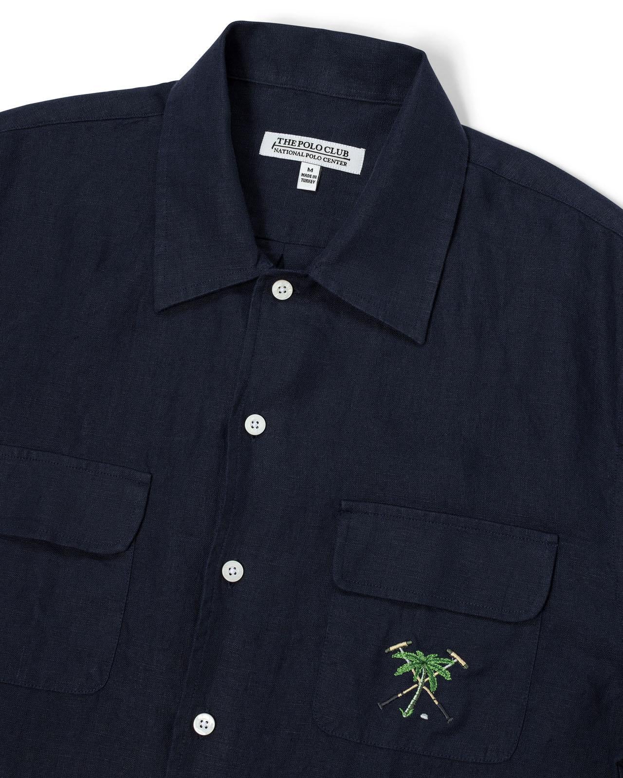 The Polo Club Men's Linen Capri Collar Shirt Navy – USPA Shop