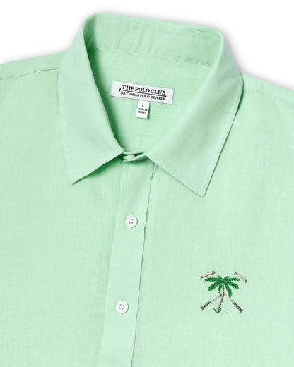 The Polo Club Men's Linen Woven Shirt Lime Green