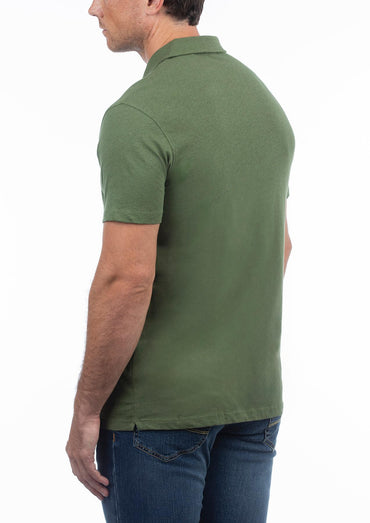 USPA Men's Johnny Collar Linen Polo Olive