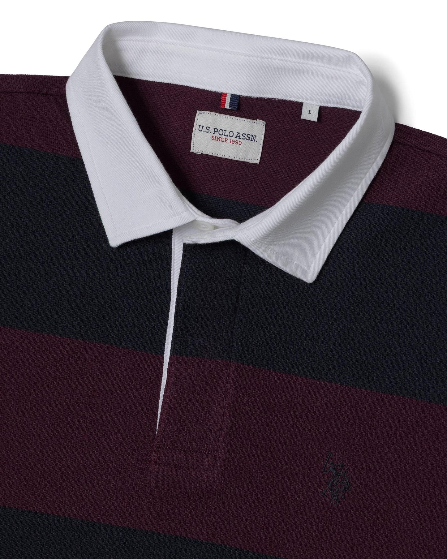 USPA Men's Texture Stripe Rugby Grape Wine
