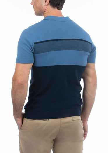 USPA Men's Stripe Knit Polo Blue