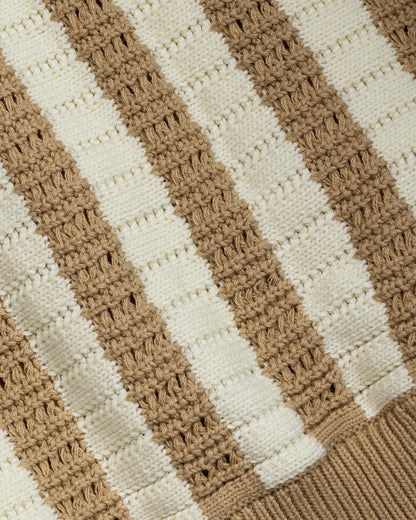 USPA Men's Crochet Knit Open Collar Button SS Polo Doeskin