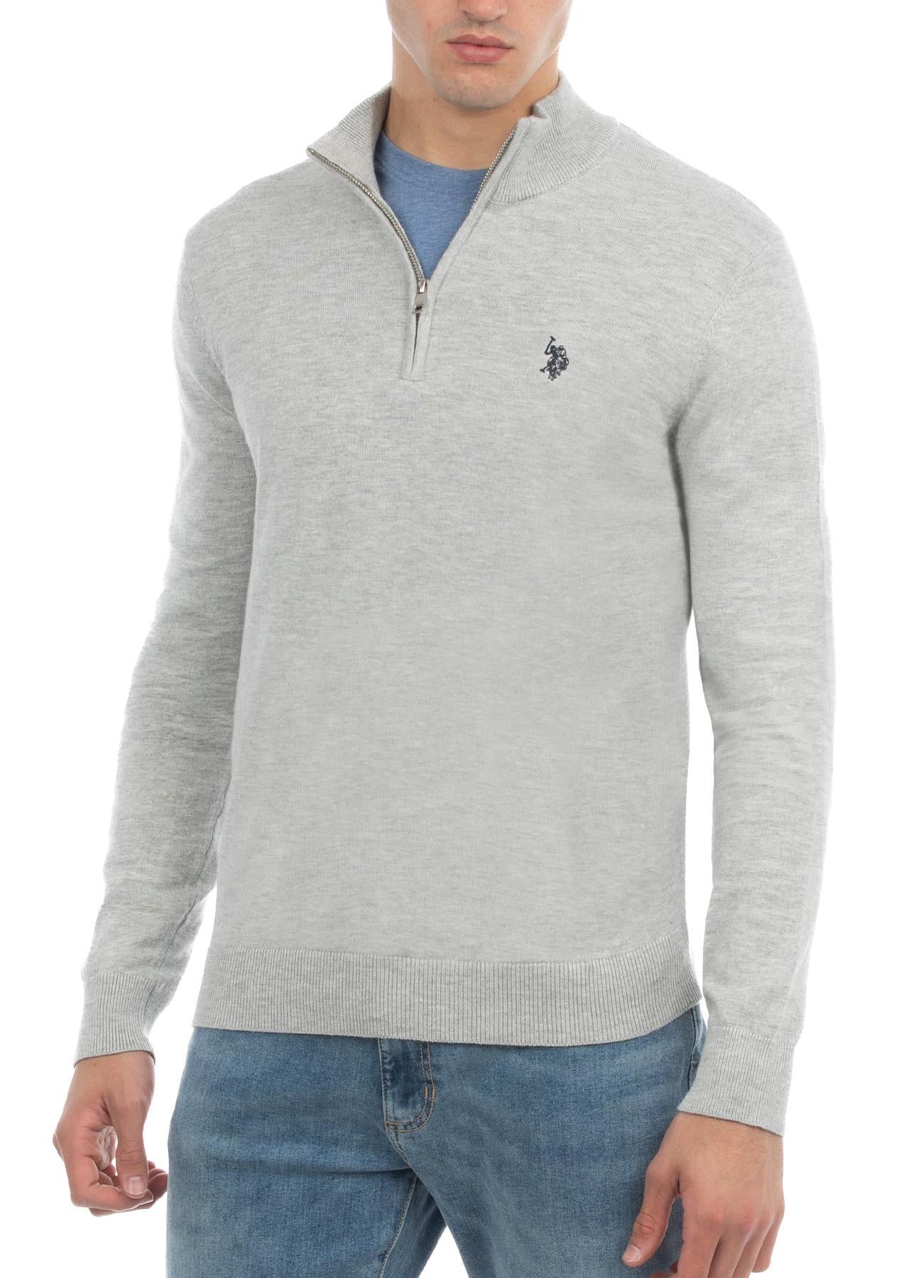 USPA Men's 1/4 Zip Sweater Mid Grey