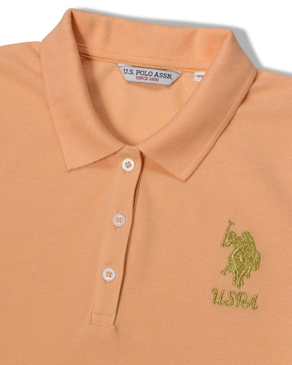 USPA Women's Gold Player 3 Polo Peach Nectar