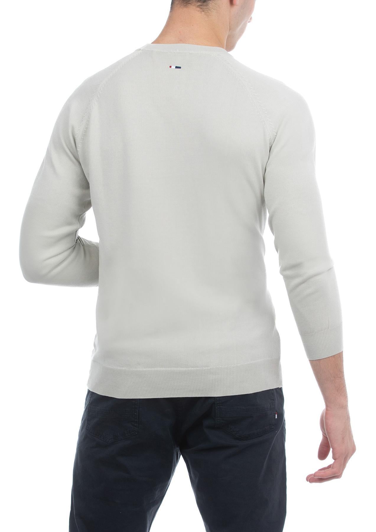 USPA Men&#39;s Long Sleeve Cotton Overdyed Sweater Light Grey
