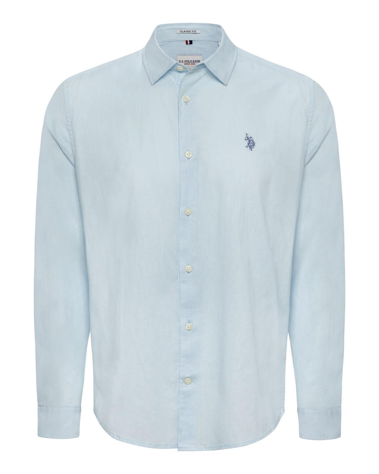 USPA Men's Linen Blend LS Shirt Ice Water
