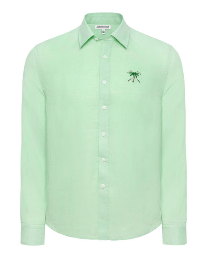 The Polo Club Men's Linen Woven Shirt Lime Green
