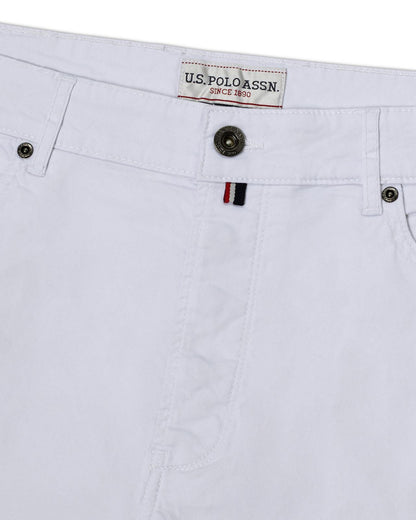 USPA Men's 5-Pocket Stretch Twill Overdyed Pant White