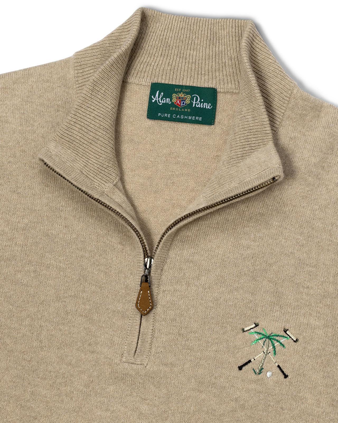 Men's Cashmere Quarter Zip Pullover Linen