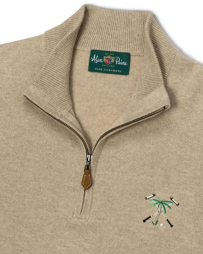 Men's Cashmere Quarter Zip Pullover Linen